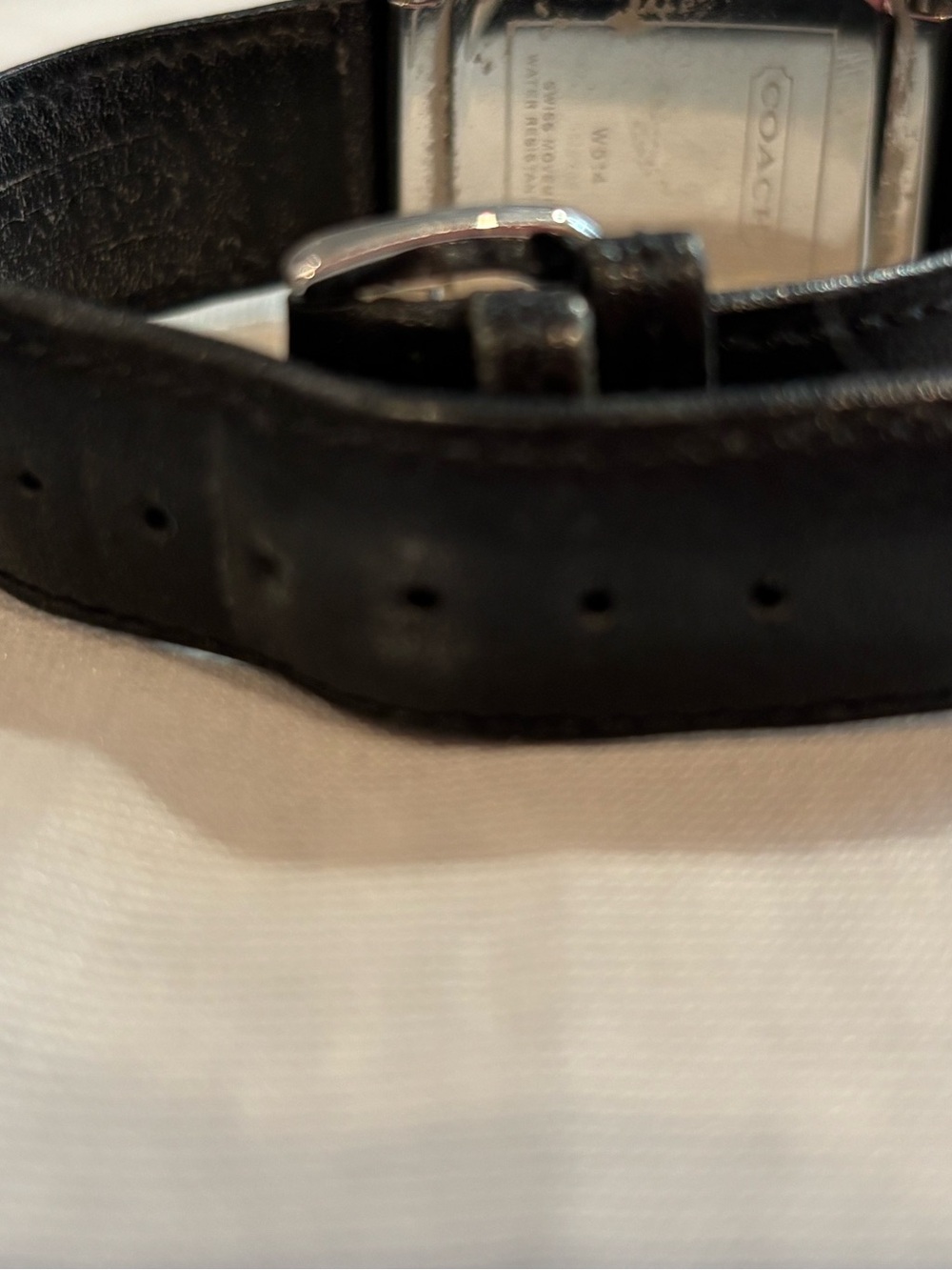 Coach Rectangle Stainless Steel Watch with Black Leather Strap - Picture 10 of 13